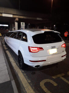 Audi Q7 Limo Rear View (School Prom Cars)
